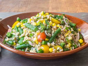 Farro Salad with Corn, Green Beans, and Tomatoes