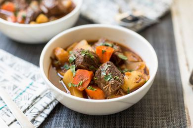 Pressure cooker Irish Beef Stew made in the instant pot and served in bowls