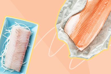 Photo composite of salmon and white fish filets