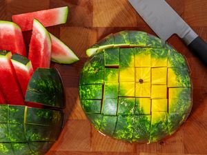 Watermelon cut into batons