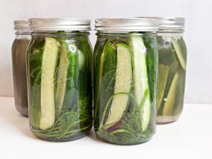 Jars of Fermented Pickles on a Counter
