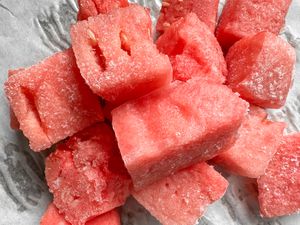 Chunks of frozen watermelon