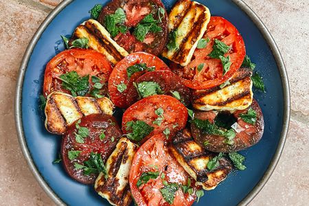 Grilled Halloumi Salad on a Plate