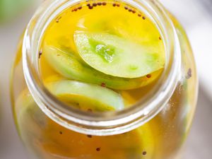 Pickled Green Tomatoes in a Jar
