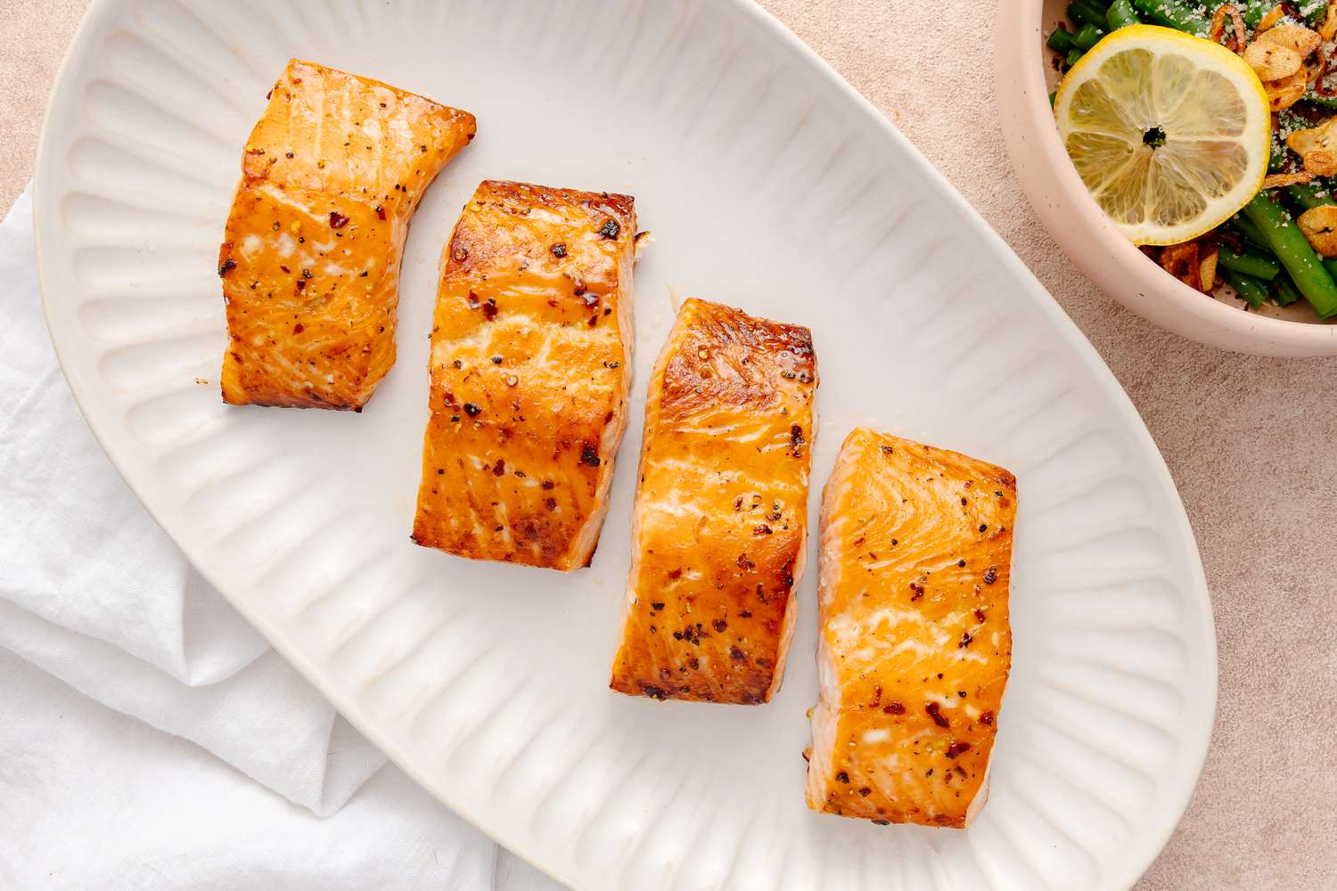 Salmon with Brown Sugar Glaze on a Platter