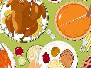 Thanksgiving potluck table