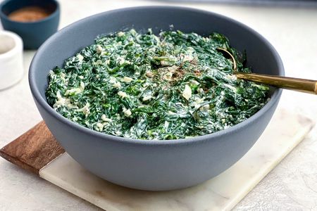 Vegan Creamed Spinach in a Bowl