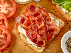 Bacon on top of BLT sandwich